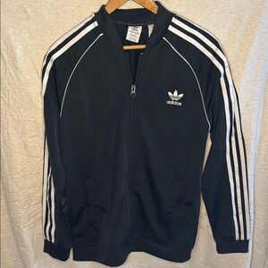 Adidas Black Track Jacket with White Stripes